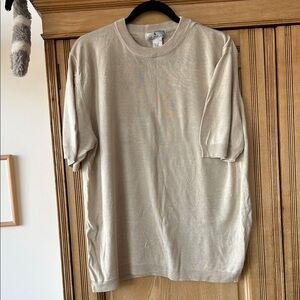 Silk Beige Short Sleeve Sweater Tee